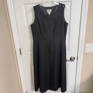 Talbots Irish Linen Black Sleeveless Fit and Flare Vintage 90s Dress 12P